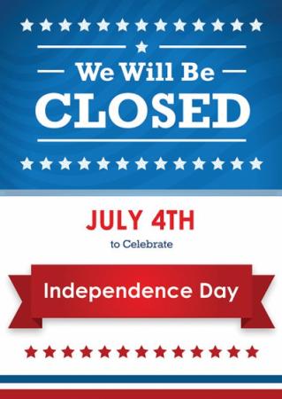 Closed on 4th of July
